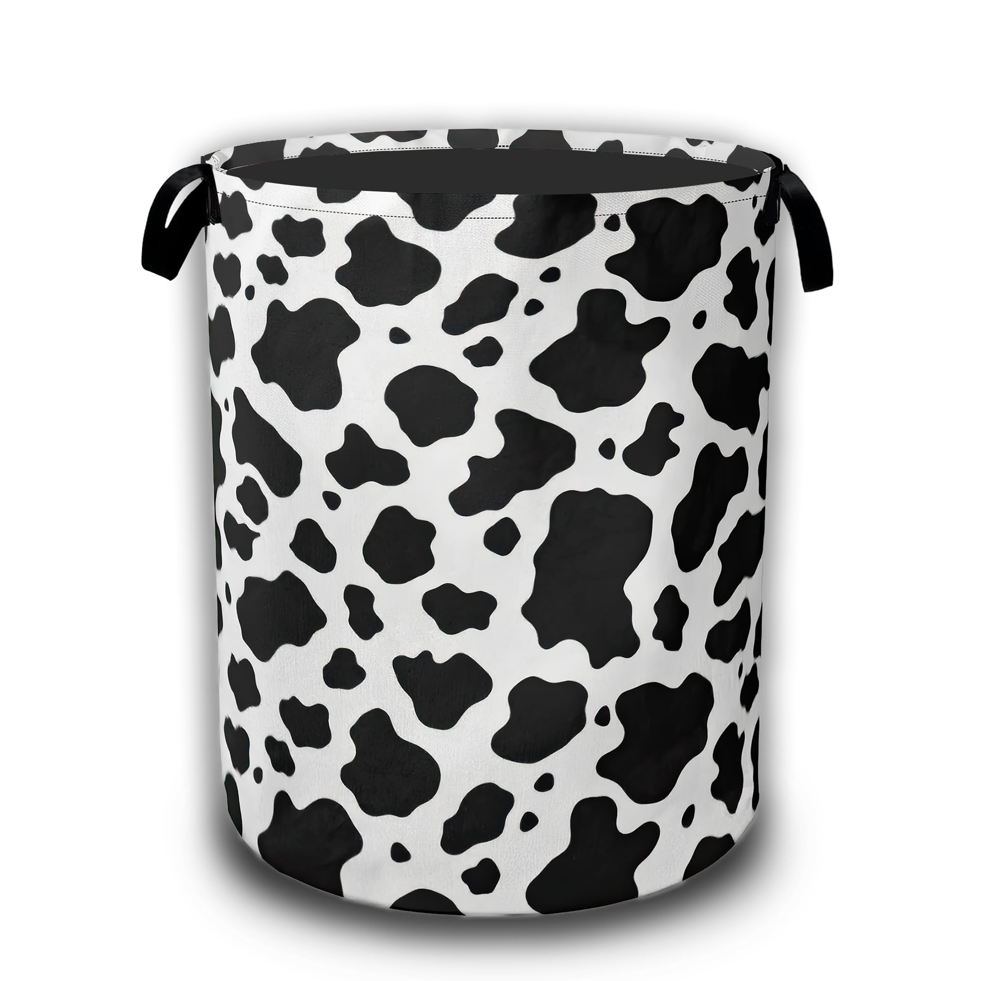 Cow Print Laundry Basket,Waterproof Foldable Laundry Hamper,Dirty Clothes Basket, Linen Bin Storage Organizer Collection 16" x 20.8"