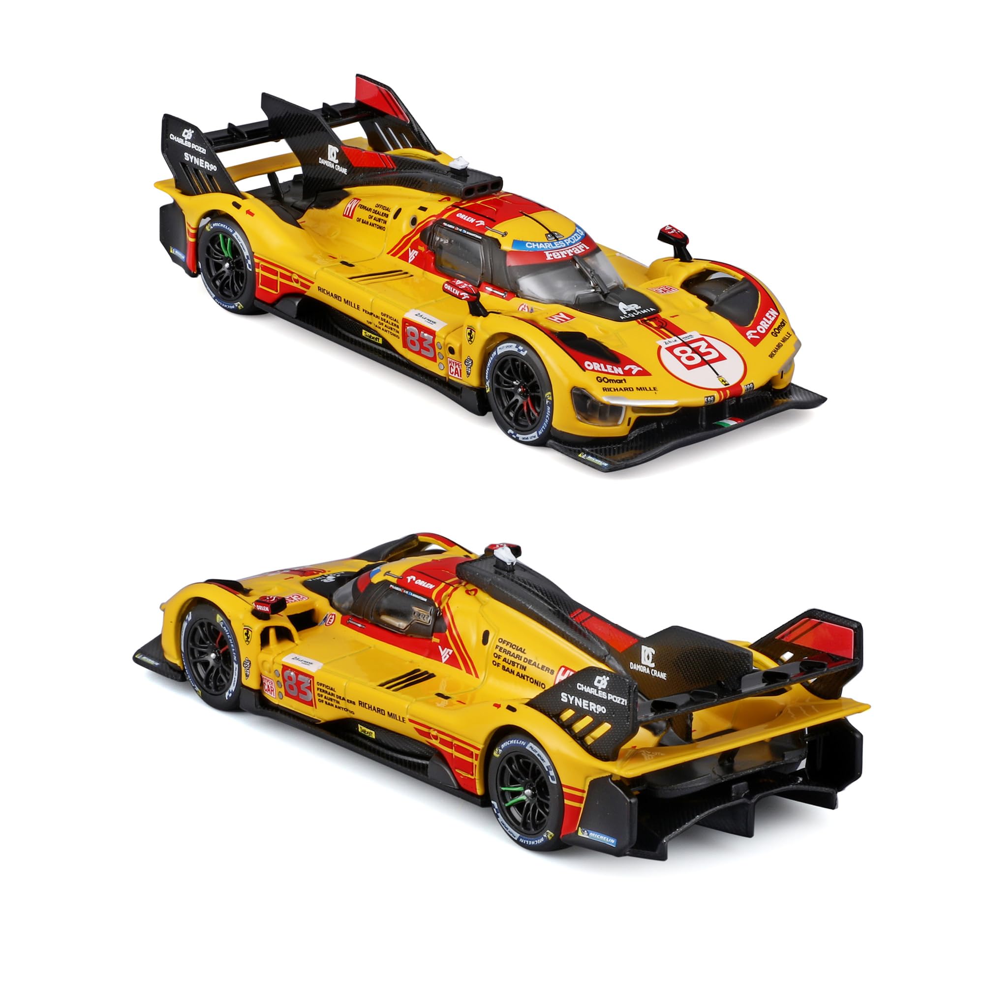 Bburago - Ferrari 499P 24H LMH Hypercar 2024#83, Voiture Miniature à l'échelle 1:43, réplique détaillée de l'AF Corse pour Le Mans, Licence Officielle Ferrari, âge recommandé 14+ Ans