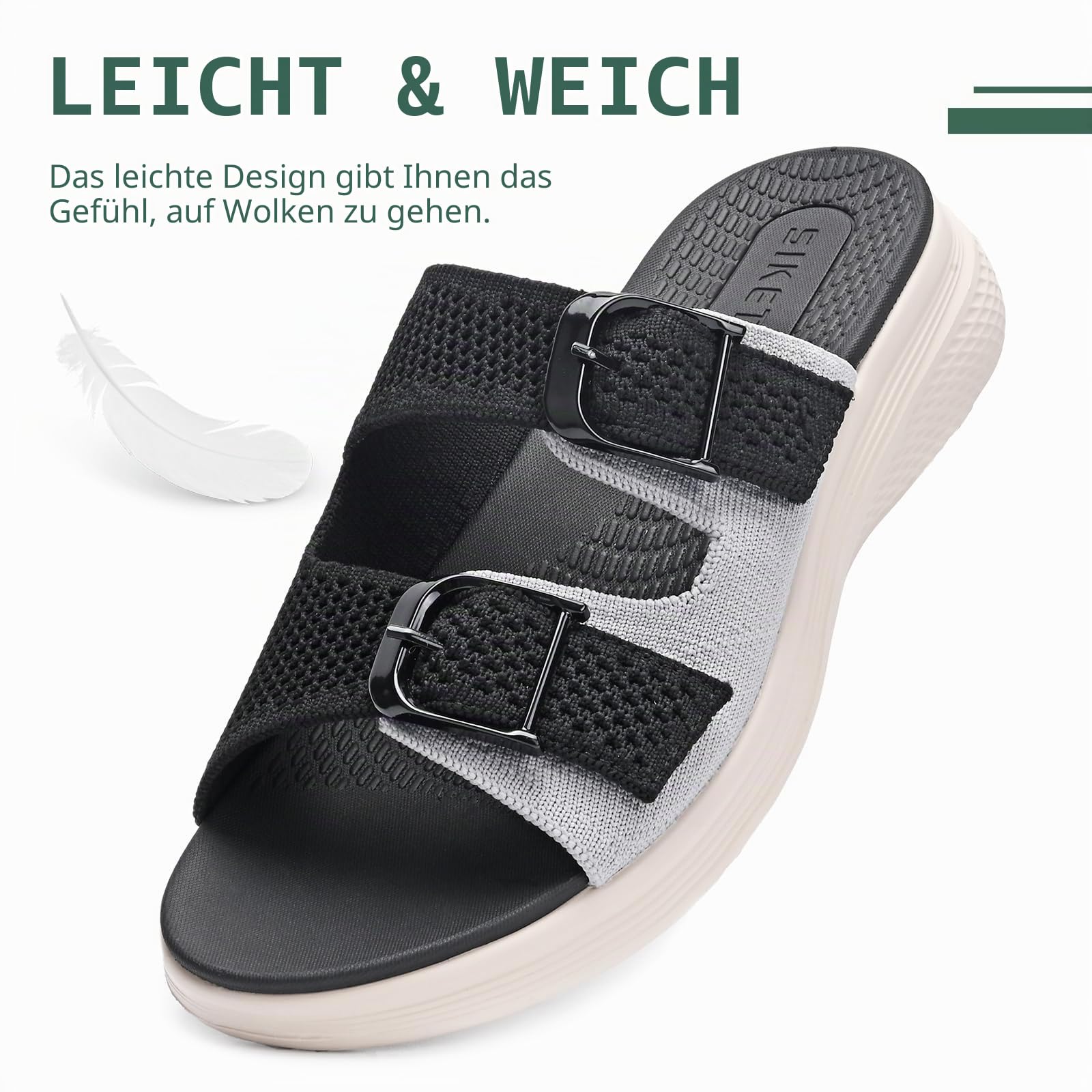 Sandalen Damen Sommer Bequem Orthopädische Pantoletten Damen Leicht Outdoorsandale mit Verstellbare Riemen Gr.36-42