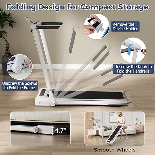 Miniatura 5 de GYMAX Cinta de correr con escritorio, caminadora 3 en 1 para debajo del escritorio, almohadilla para caminar con escritorio extraíble, monitor LED,