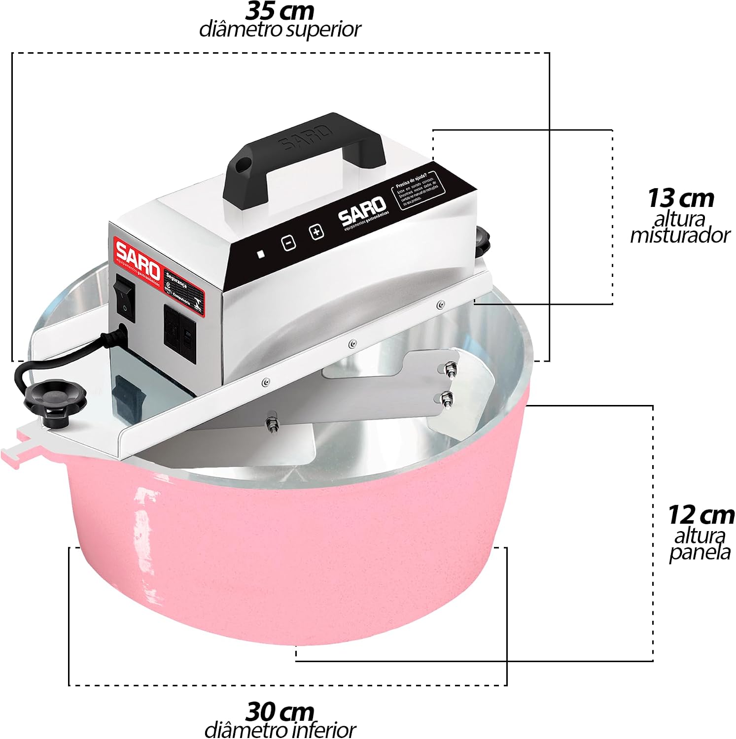 Panela Mexedora de Doces Automático Elétrica 10 Litros SARO PA10RRO Bivolt
