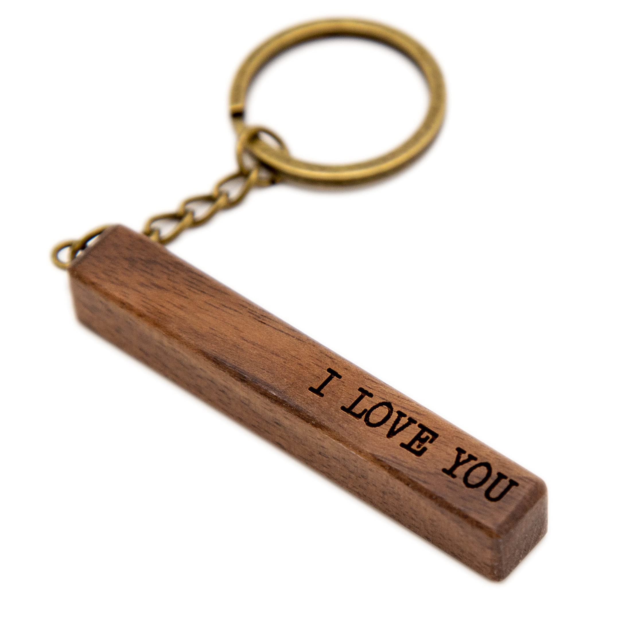 I Love You - Engraved Wood Bar Keychain - Key Chain for Car Home Work Keys, 5th Anniversary, Son Husband Boyfriend Birthday Gift, Father's Day Dad Gift Ideas