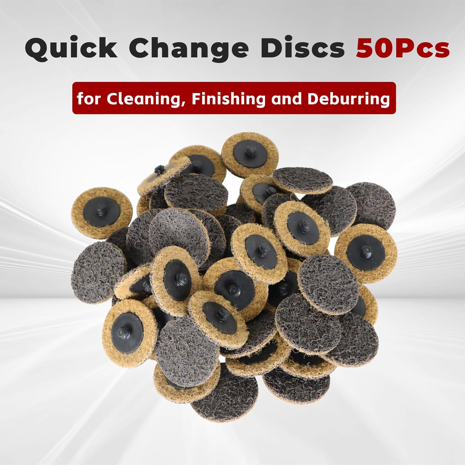 findmall 50Pcs 2 Inch Brown Quick Change Surface Prep Conditioning Discs, Coarse Grit for Cleaning, Finishing and Deburring on All Metals