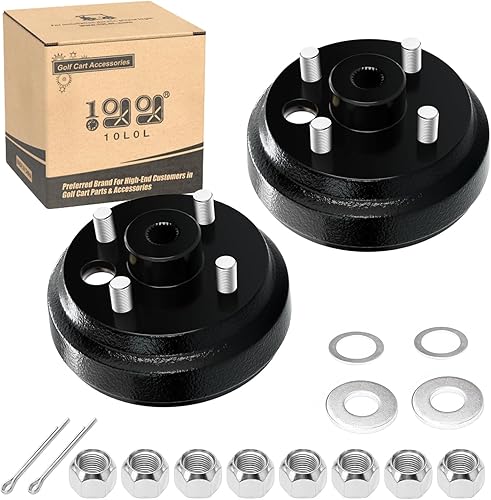 10L0L Conjunto de cubo de tambor de freno para carrito de golf, paquete de 2 unidades para EZGO TXT PDS (eléctrico), vehículos de gas de 2 ciclos