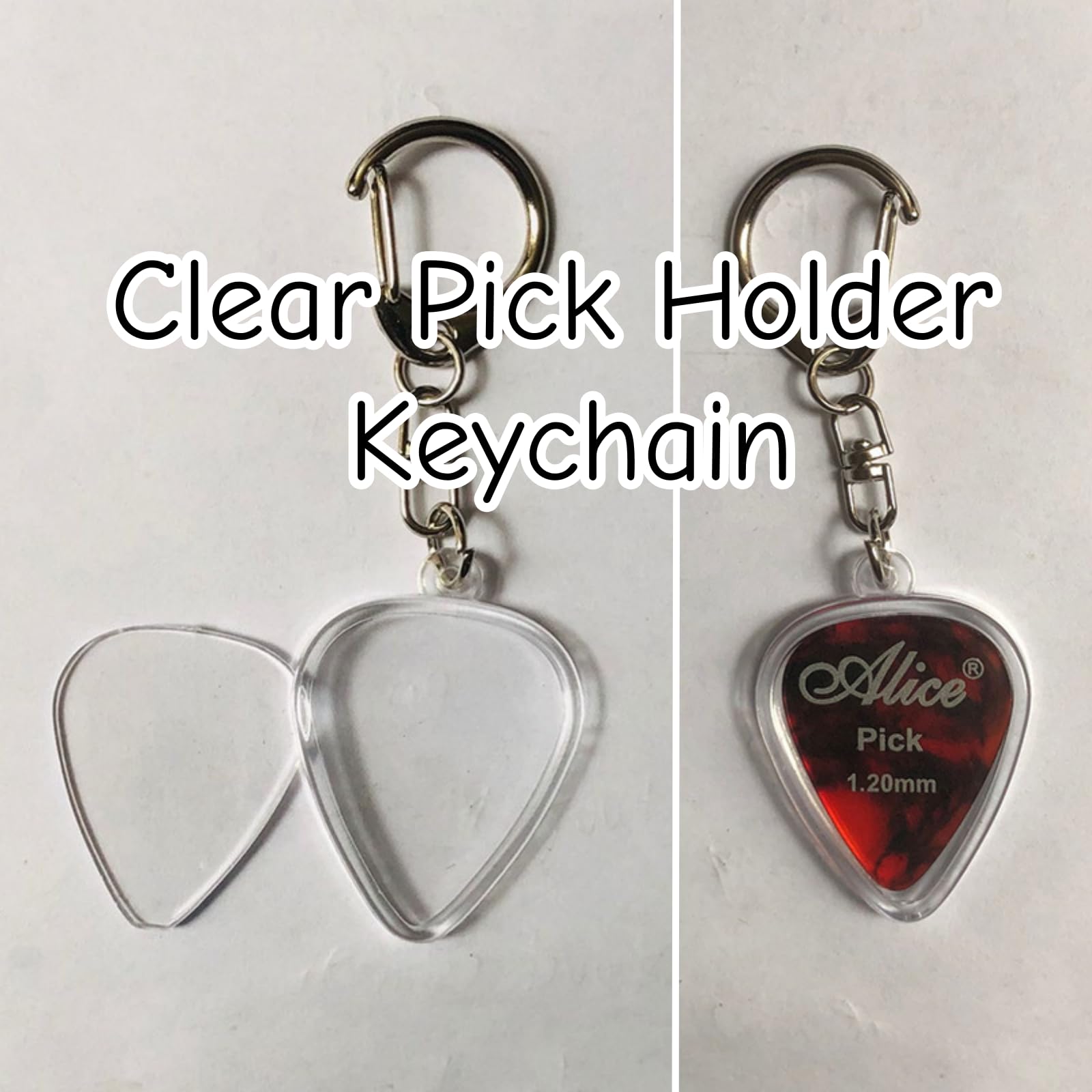 JLEivvi 1 PCS Guitar Pick Holder Keychain, Heart Shaped Clear Pick Case Box Storage for Daily Use and Performances - Image 4