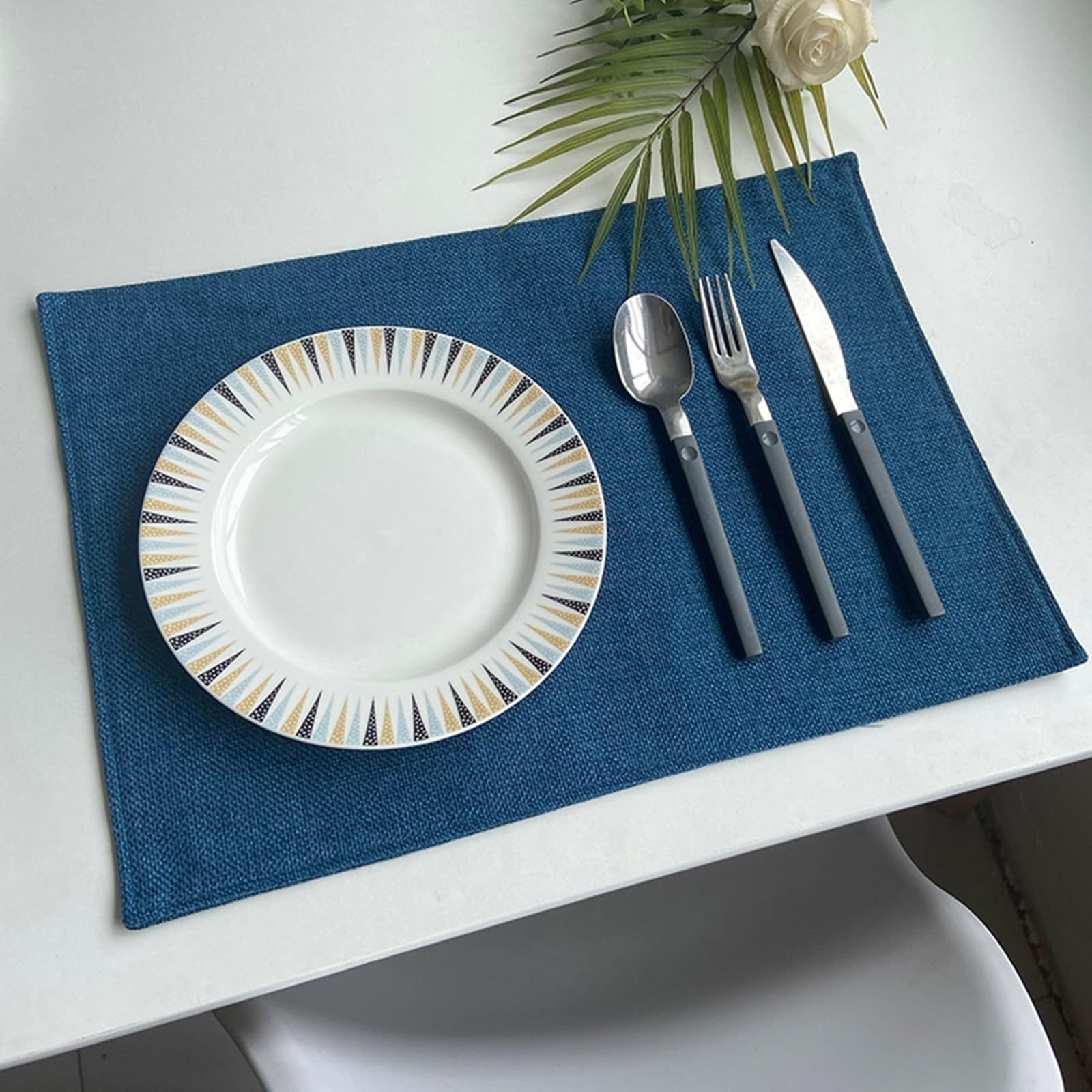 Lot de 6 sets de table bleu foncé en lin pour décoration de cuisine moderne