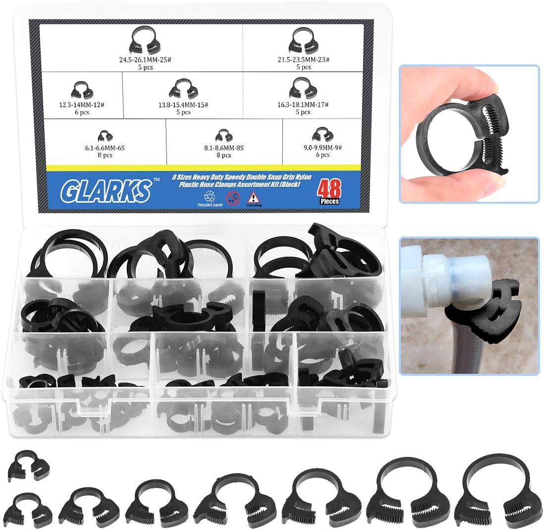 1/2" Heavy Duty Double Gripping Nylon Plastic Hose Clamps