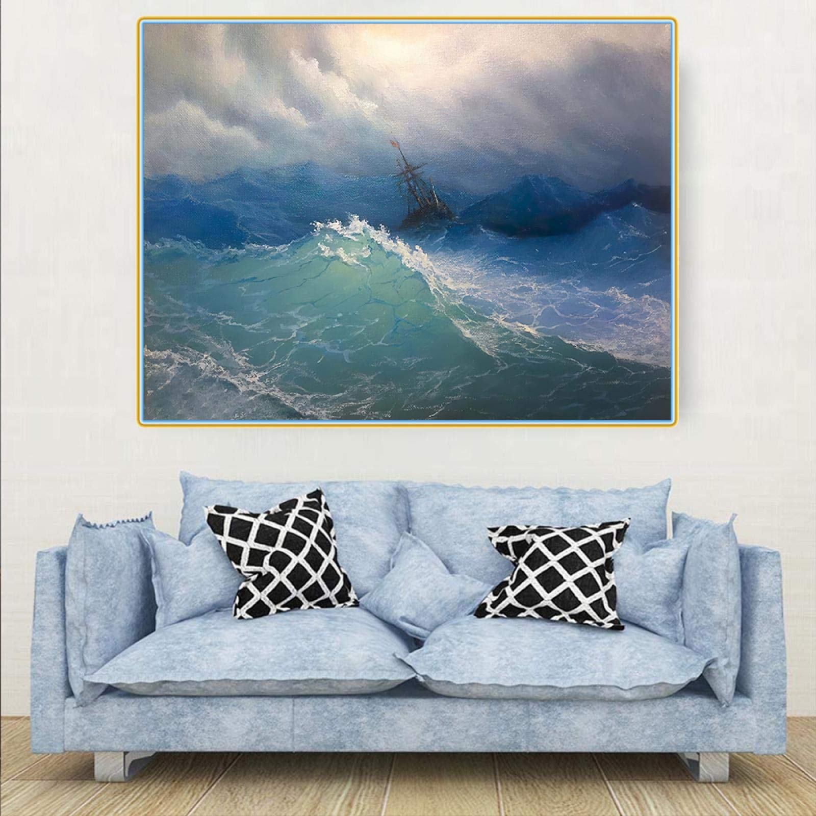 NgAnoh Stampa artistica da parete su tela di Ivan Aivazovsky che raccoglie tempesta di Ivan Aivazovsky, idea regalo, decorazione per soggiorno e camera da letto, 40 x 60 cm