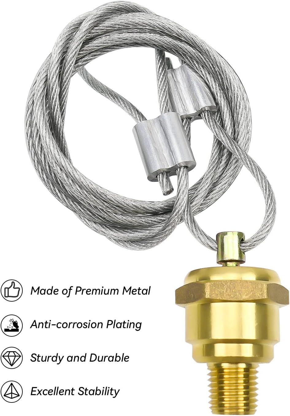 2 Pack of ¼” NPT Air Tank Drain Valve with 60" Cable, Air Brake Reservoir Drain Valve Air Compressor Drain Valve For Semi Trucks Replaces Haldex 12105 N3613AD