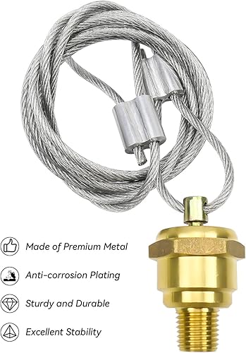 Miniatura 4 de Paquete de 2 válvulas de drenaje de tanque de aire NPT de ¼ pulgadas con cable de 60 pulgadas, válvula de drenaje de depósito de freno de aire,