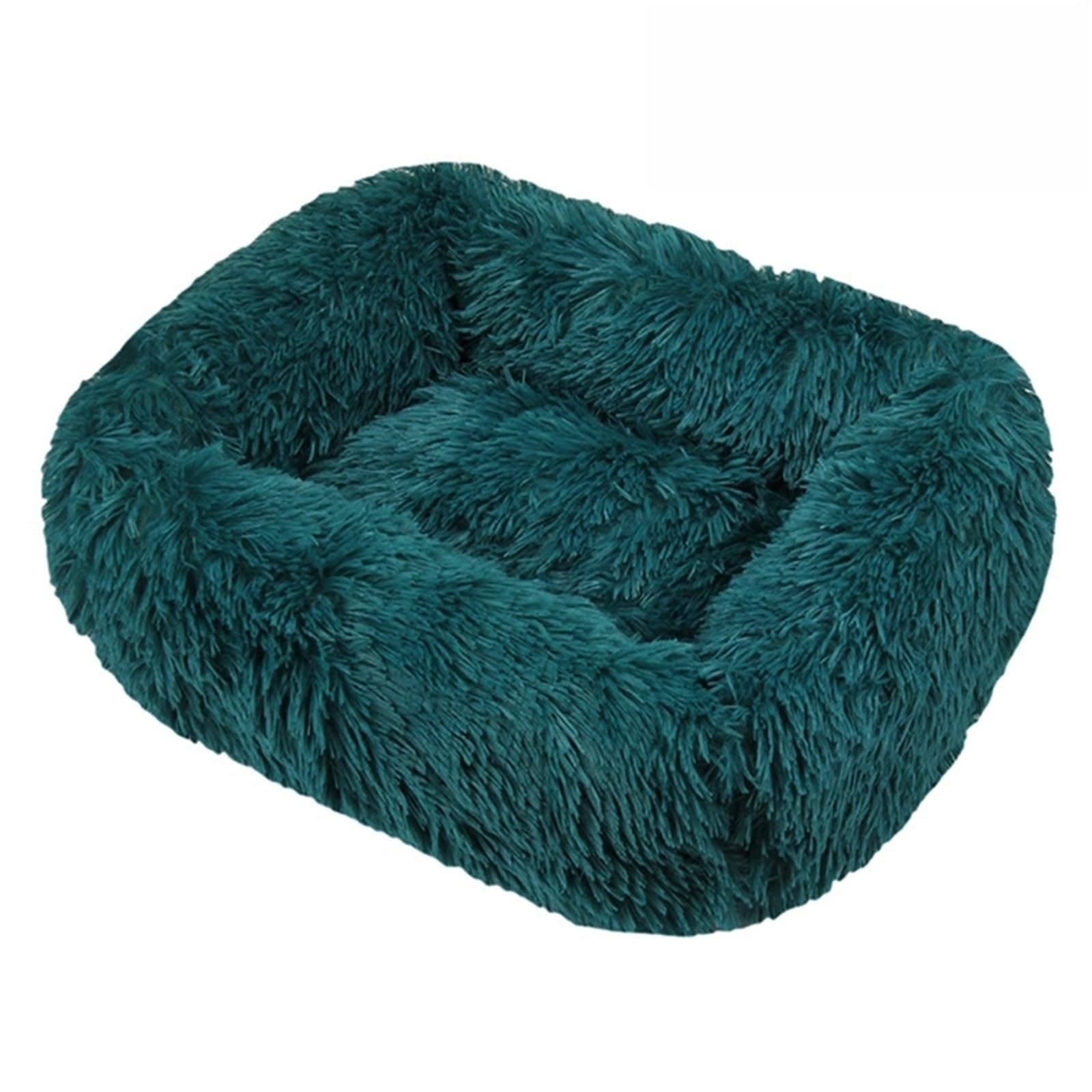 Hixingo Warmth Plush Dog Bed for Medium Small Puppy Kitten, Anti AnXiety Cat Bed, Square Washable Dog Mat, XS-XXL Soft Fluffy Mat for Cat for Living Room,Bedroom,Balcony (Dark Green,S)