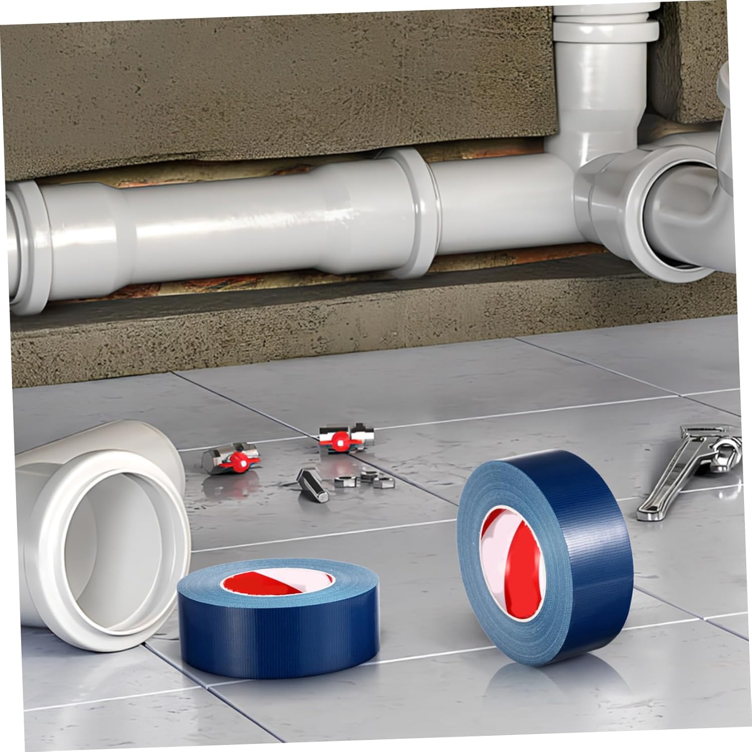 3 Rolls Heavy Duty Blue Duct Tape Packaging Tape for Indoor Outdoor Pipe Repair and Maintenance
