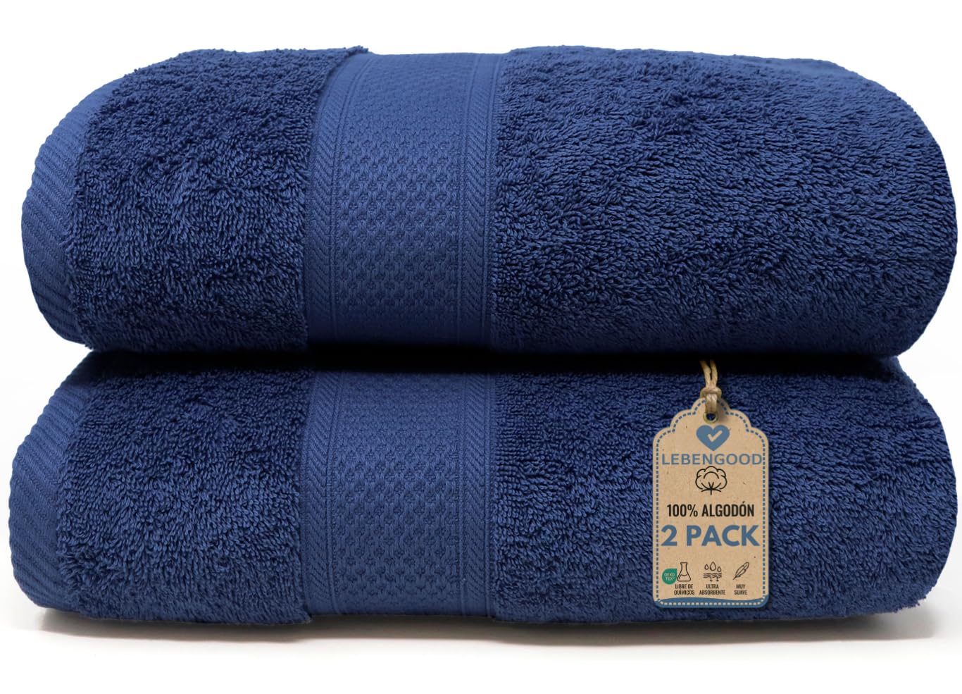 LEBENGOOD Toallas Baño Grandes 70x140 Pack 2 Ducha Algodón Hotel Gym