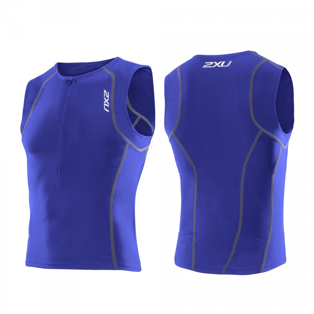 2XU Men's Active Tri Singlet, Nautic Blue, Large