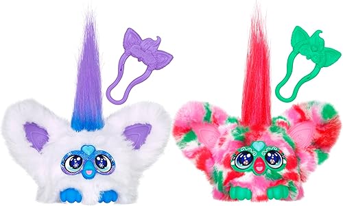 FURBY Furblets - Paquete de 2 mini amigos navideños Pep-Mint & Sno-Flay, juguetes electrónicos de peluche para niñas y niños de 6 años en adelante,