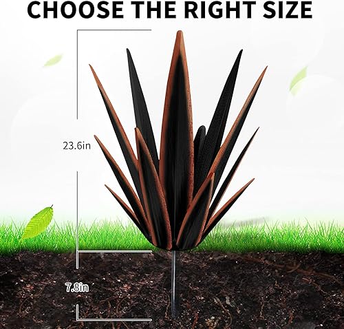 Miniatura 2 de Escultura rústica de tequila de gran tamaño mejorada 2022, planta de agave de metal rústico para exteriores, patio, jardín, césped, estatua de