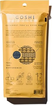 GOSHI Exfoliating Shower Towel - Long Body Scrubber for Back Acne, KP & Smooth Skin - Durable Rip-Resistant Weave, Quick-Dry Nylon Washcloth - Ethically Crafted in Gunma, Japan - Grey