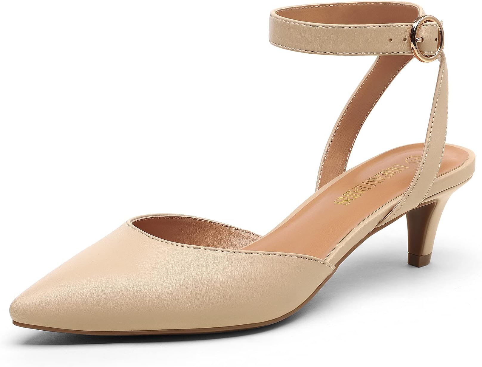 DREAM PAIRS Kitten Heels for Women Low Heel Dress Shoes Wedding Dress Closed Toe Pump Shoes Luna