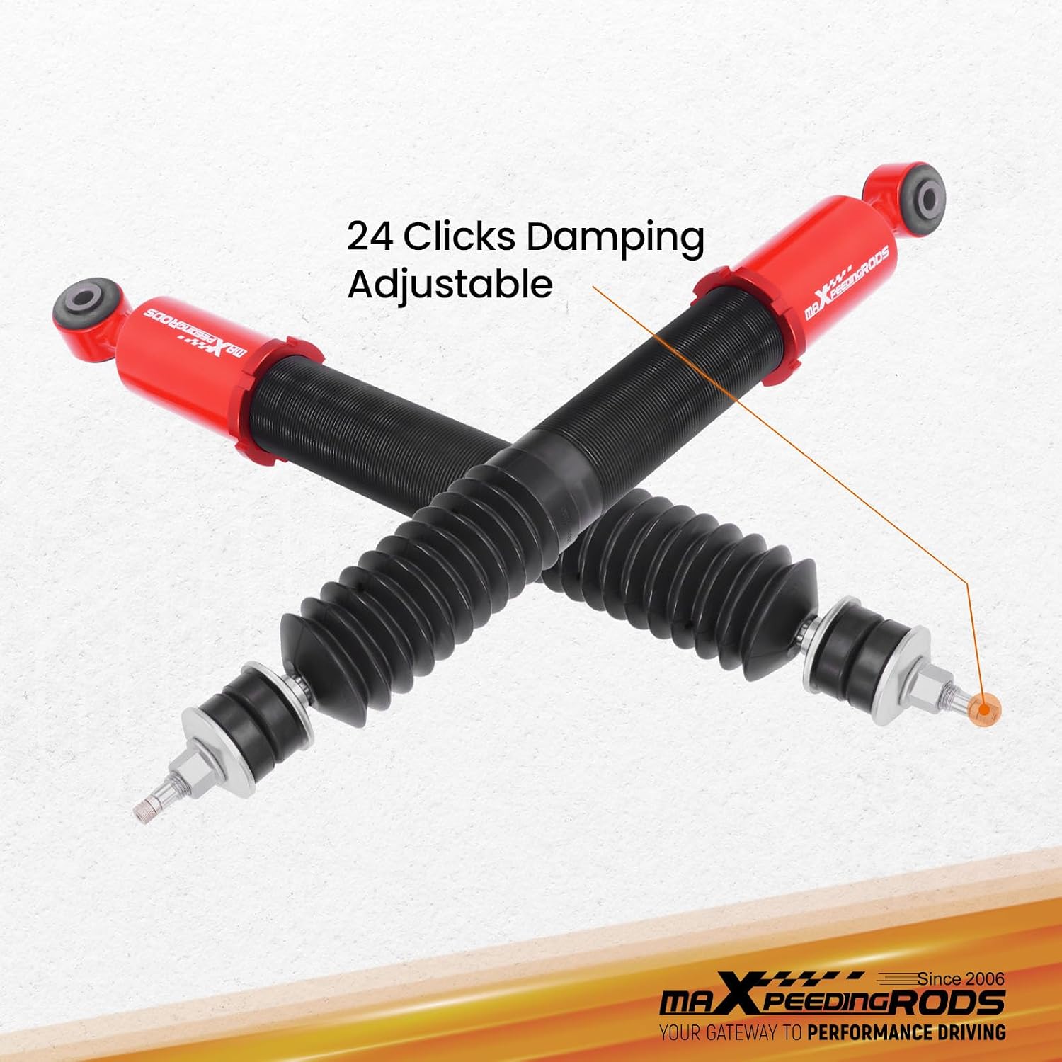 maXpeedingrods 2Pcs Rear Coilovers for Ford Mustang GT/Base SN95 1994-2004 Convertible Coupe, 24 Levels Damper Adjustable Coilovers Suspension Kit, Height Adjustable Lowering Kit, Red
