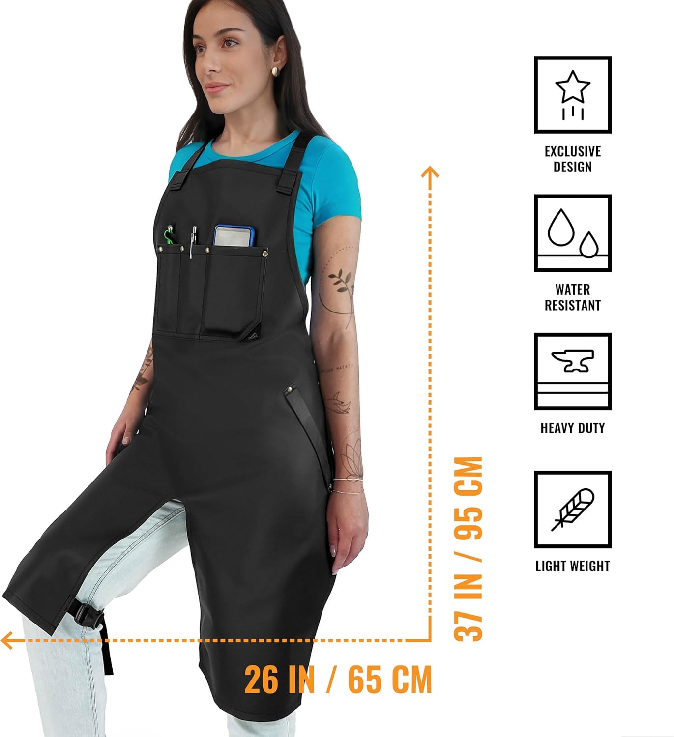 Under NY Sky Tattoo Apron - Vegan Leather, Wipeable - Split-Leg, Cross-back Straps - For tattoo artist, Tattooist, Studio, Barber