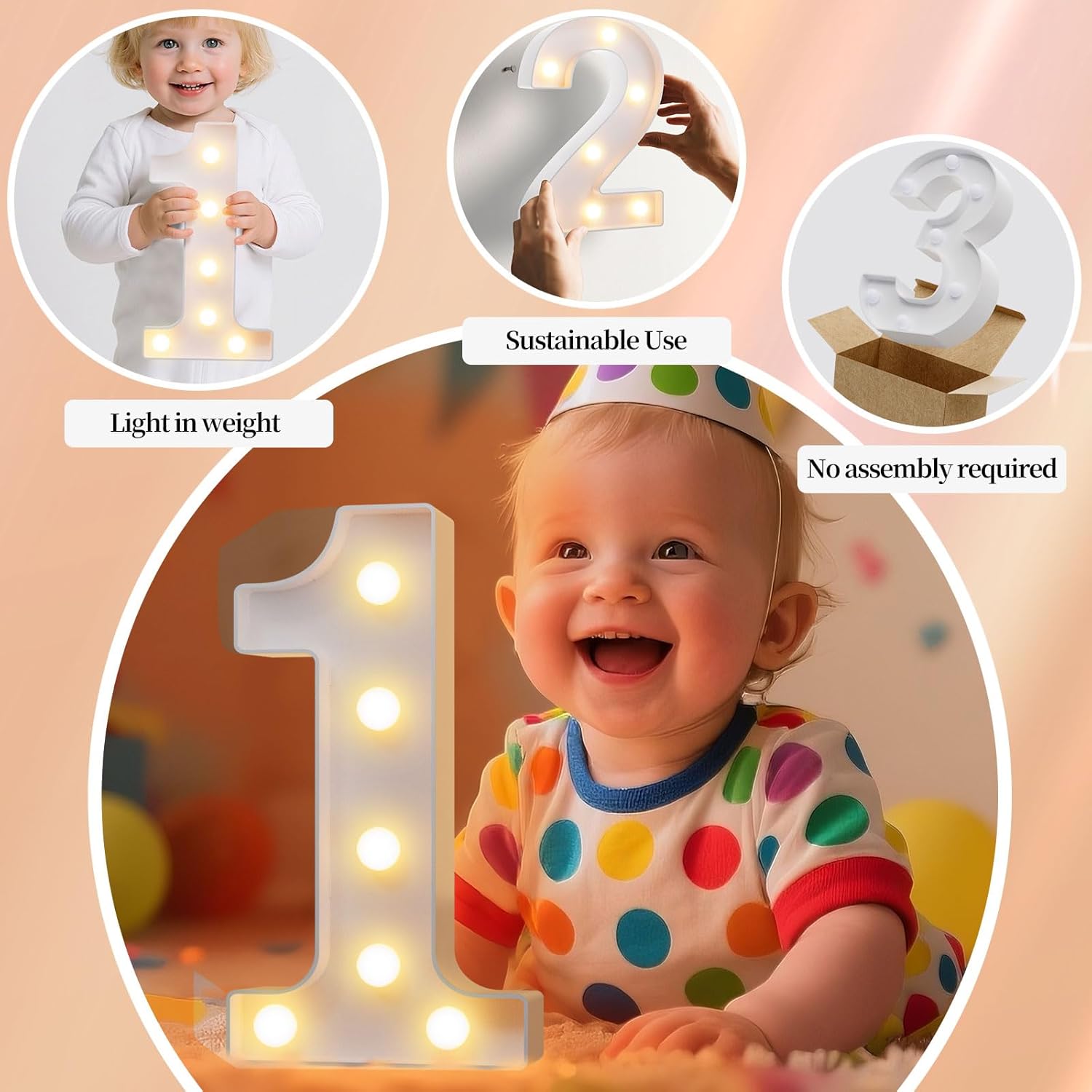 LED Marquee Light Up Numbers Sign - Lighted Birthday Numbers Sign for 50th Birthday Party Decoration, Bar Wall, Home, Table Room, Wedding and Christmas Decorations, Number 50 - Image 2