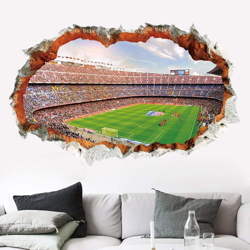 Adesivi Murali Campo Da Calcio Rotto Muro 3D Per Camera Da Letto Soggiorno Camera Dei Bambini Club Bar Decorazione Della Parete Decalcomanie Di Arte Murale