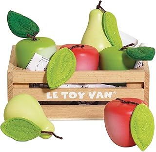 Le Toy Van - Wooden Honeybee Market Apples & Pears Crate | Perfect for Supermarket, Food Shop or Cafe Pretend Play | Great As A Gift (TV191)