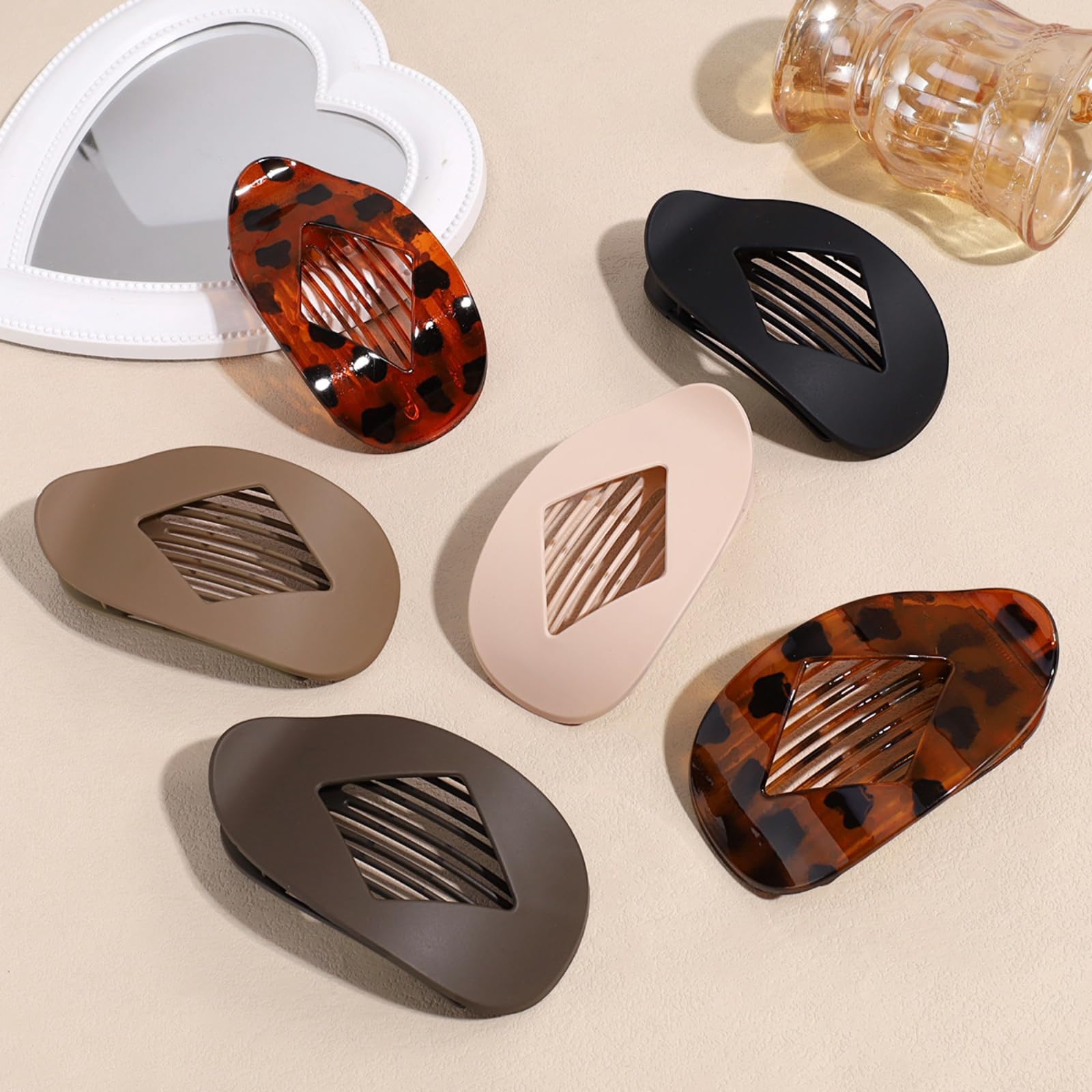 6Pcs Large Flat Hair Clips for Women Oval Claw Clips for Thick Medium Thin Hair Non Slip Strong Hold Barrettes French Hair Claw Clips for Daily Use Weddings - Image 3