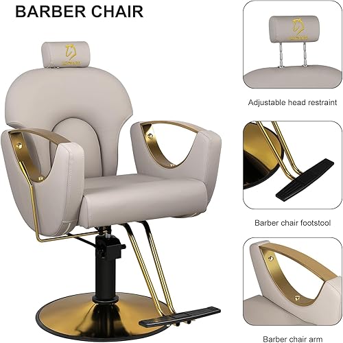 Miniatura 6 de LUXMARS Silla de peluquería reclinable Silla de salón hidráulica de altura ajustable Silla de peluquería hidráulica Silla reclinable hidráulica