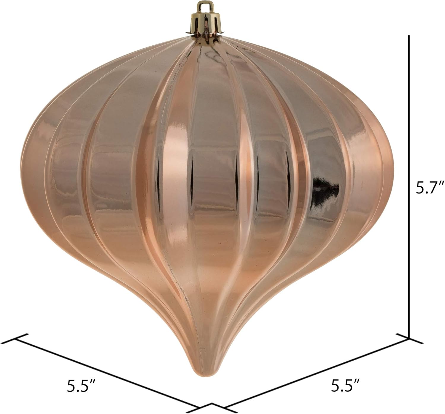 Vickerman 5.7" X 5.5" Rose Gold Onion Christmas Ornament, UV Treated, Set of 3