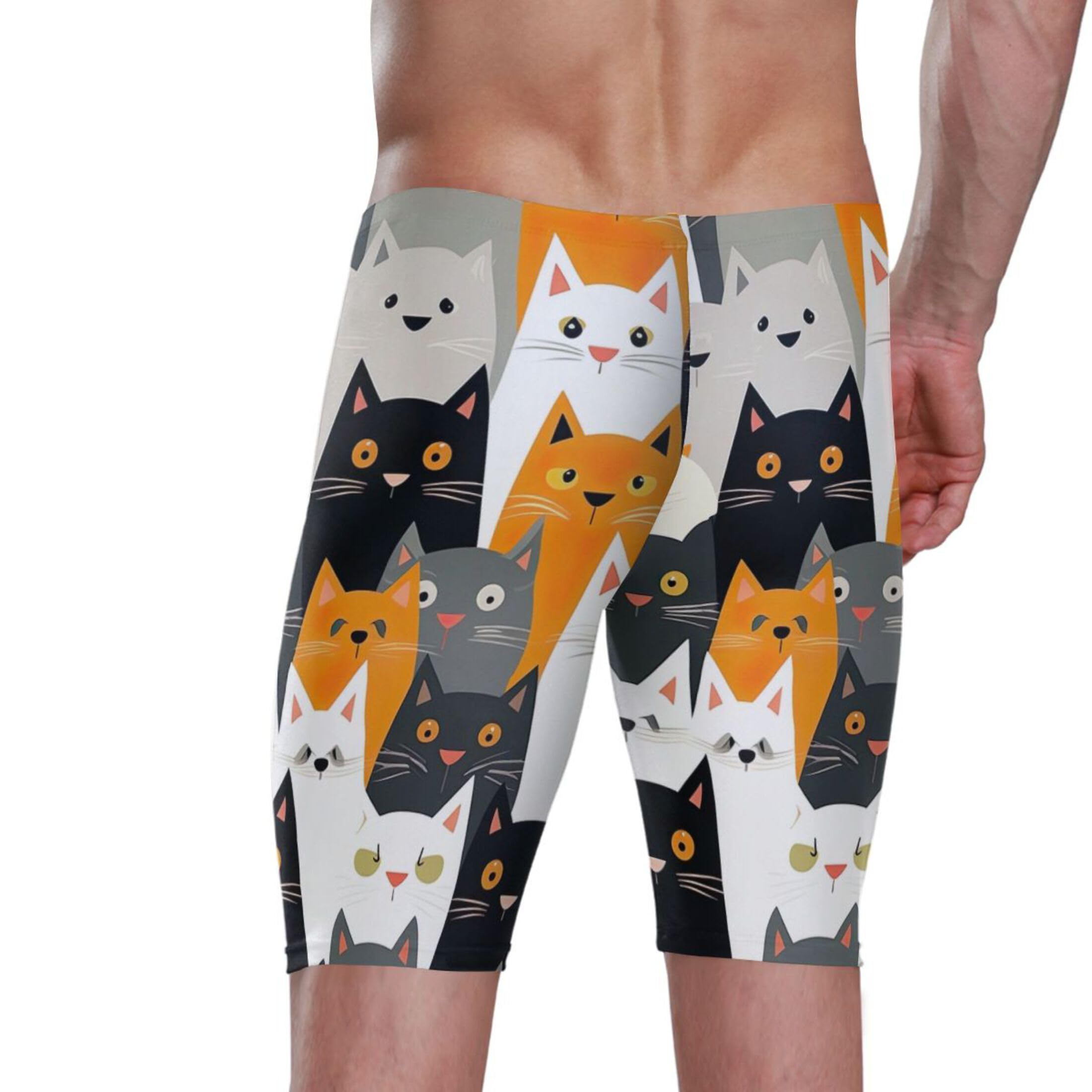 Cute Cat Men's Swimsuit Swim Jammers L B0400246