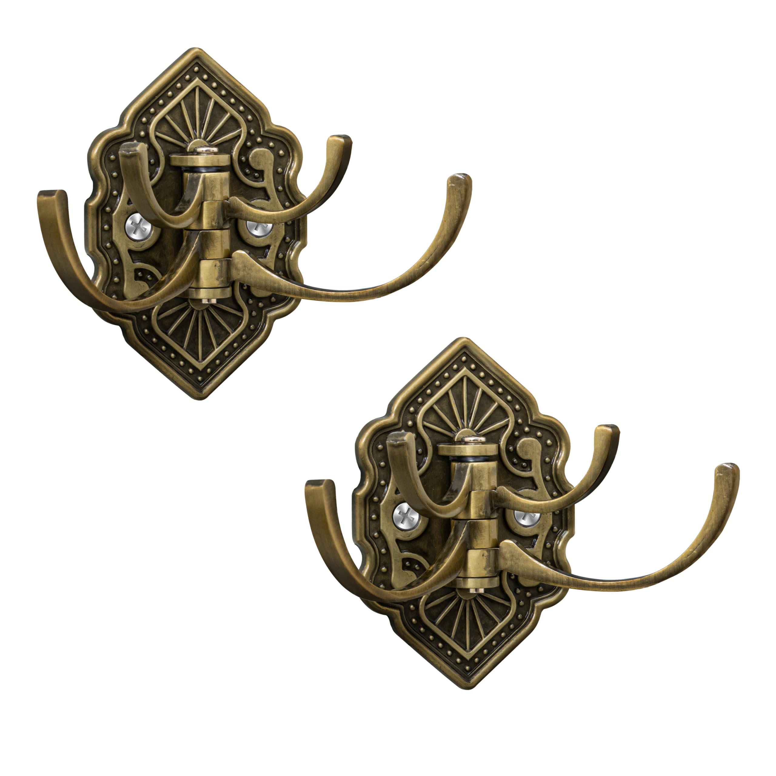 Plantex Antique Robe Hook/Cloth-Towel Hanger/Door Hanger-Hook/Bathroom Accessories - Pack of 2 (Brass, Zinc)