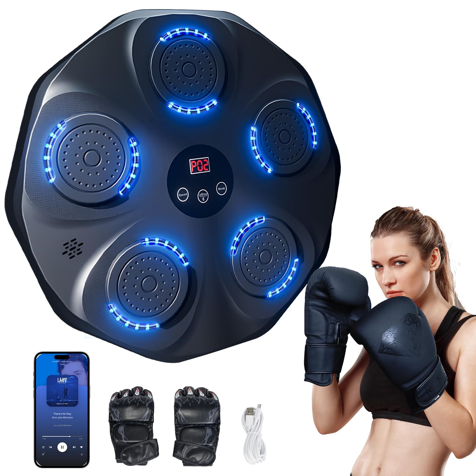 Boxing Led Screen Yh 6 3670 ZPZ With LED Display & Gloves - Wall-Mounted Punching Pad ...