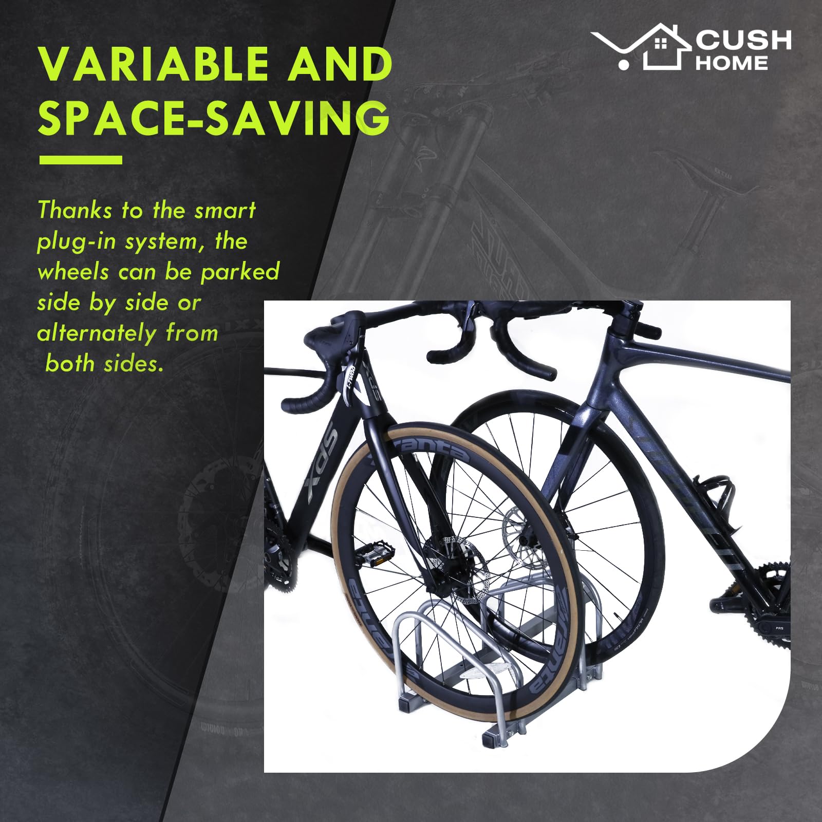 Râtelier à Vélo Arebos Pour 5 Vélos - Support Mural/sol - Espacement 21cm - Pneus 35-60mm
