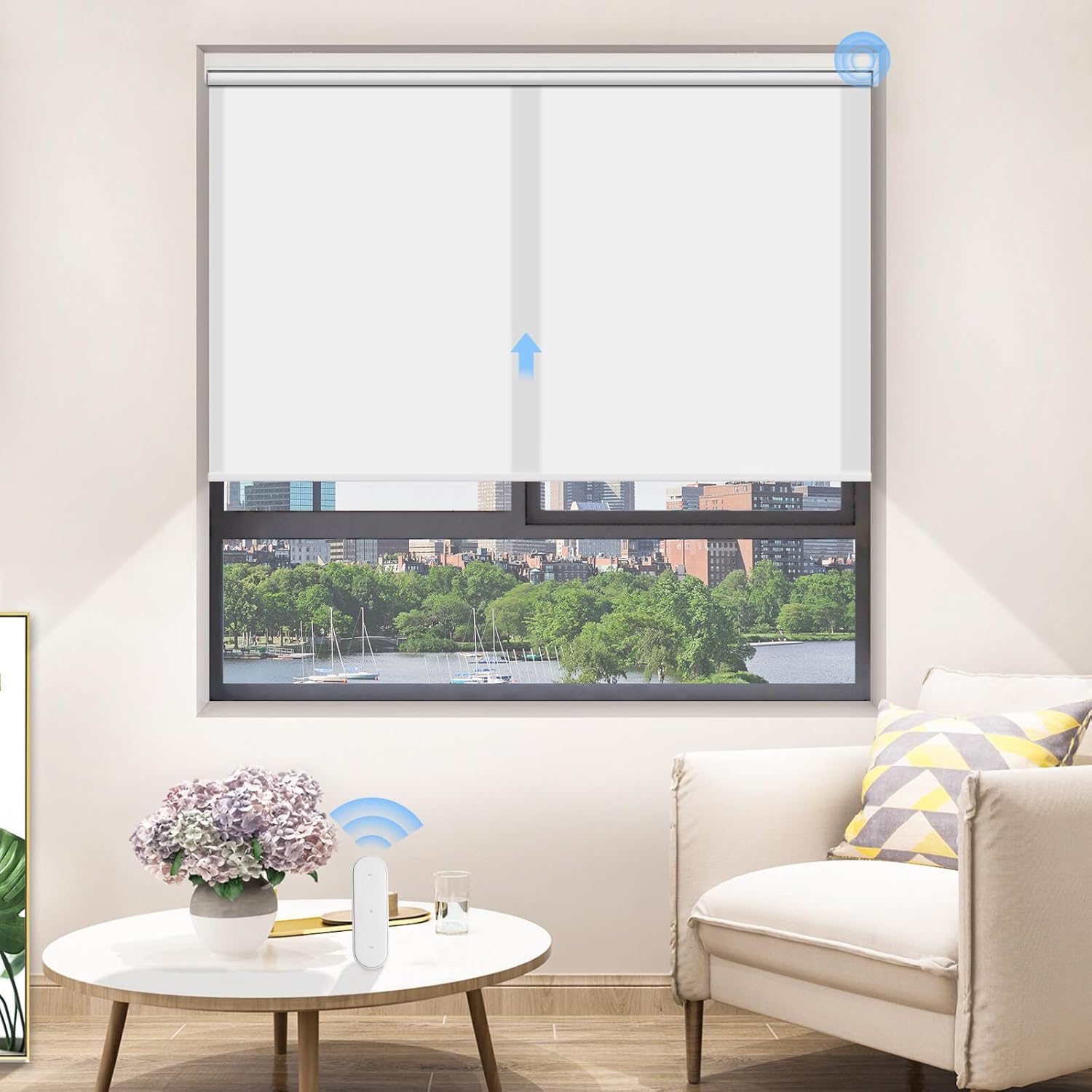 Grandekor Motorized Blinds with Remote Control, LiterFiltering Roller Shade