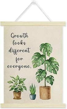 Mental Health Poster Hanger Frame, Growth Looks Different for Everyone Wall Decor for Counselling Therapy Office Classroom Home, Green Plants Poster Wall Art with Wooden Frames, 12x16 Inches -13