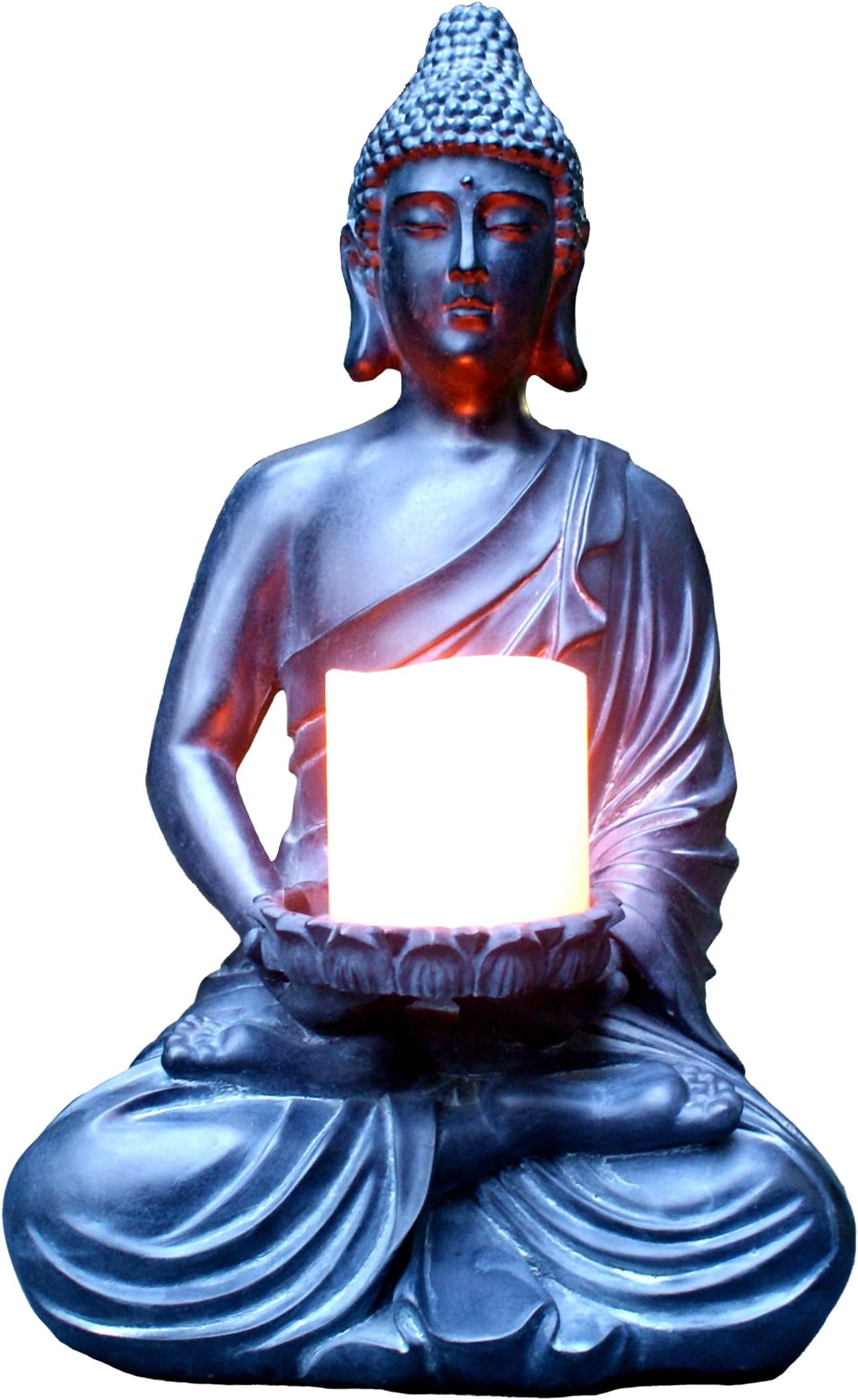 TIAAN 44cm tall Buddha Statue Votive Candle Holders Buddha Zen candlestick Warm for Home & Garden
