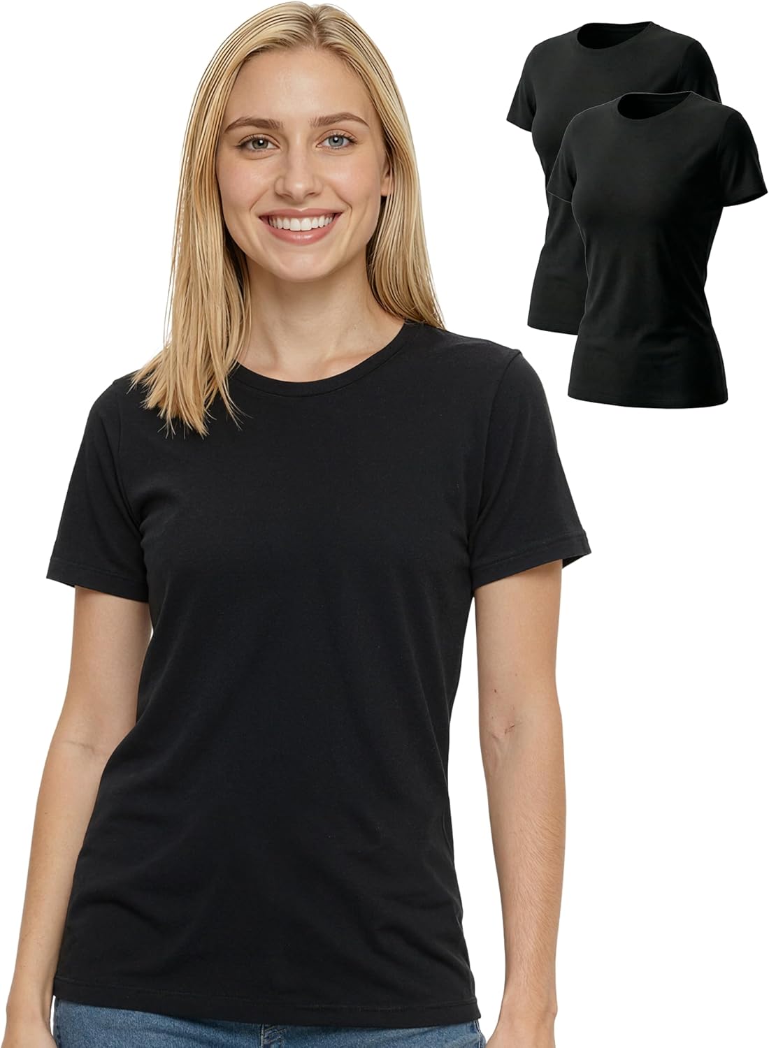 BEENIUBEE 2 Pack 100% Merino Wool T Shirt for Women,Wool Short Sleeve Base Layer,Breathable Lightweight Tee