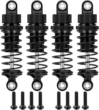 QUE-T RC Shocks 4pcs/Set Shock Absorber Suspension Dampers Front & Rear Shocks for 1/10 Tamiya TT02 RC Car Black, 62mm