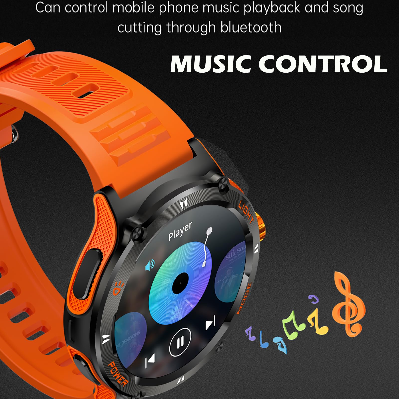smartwatch bussola, orologio militare, robusto smartwatch con torcia a LED, funzione telefonica, frequenza cardiaca 24H, orologio fitness per Android iOS