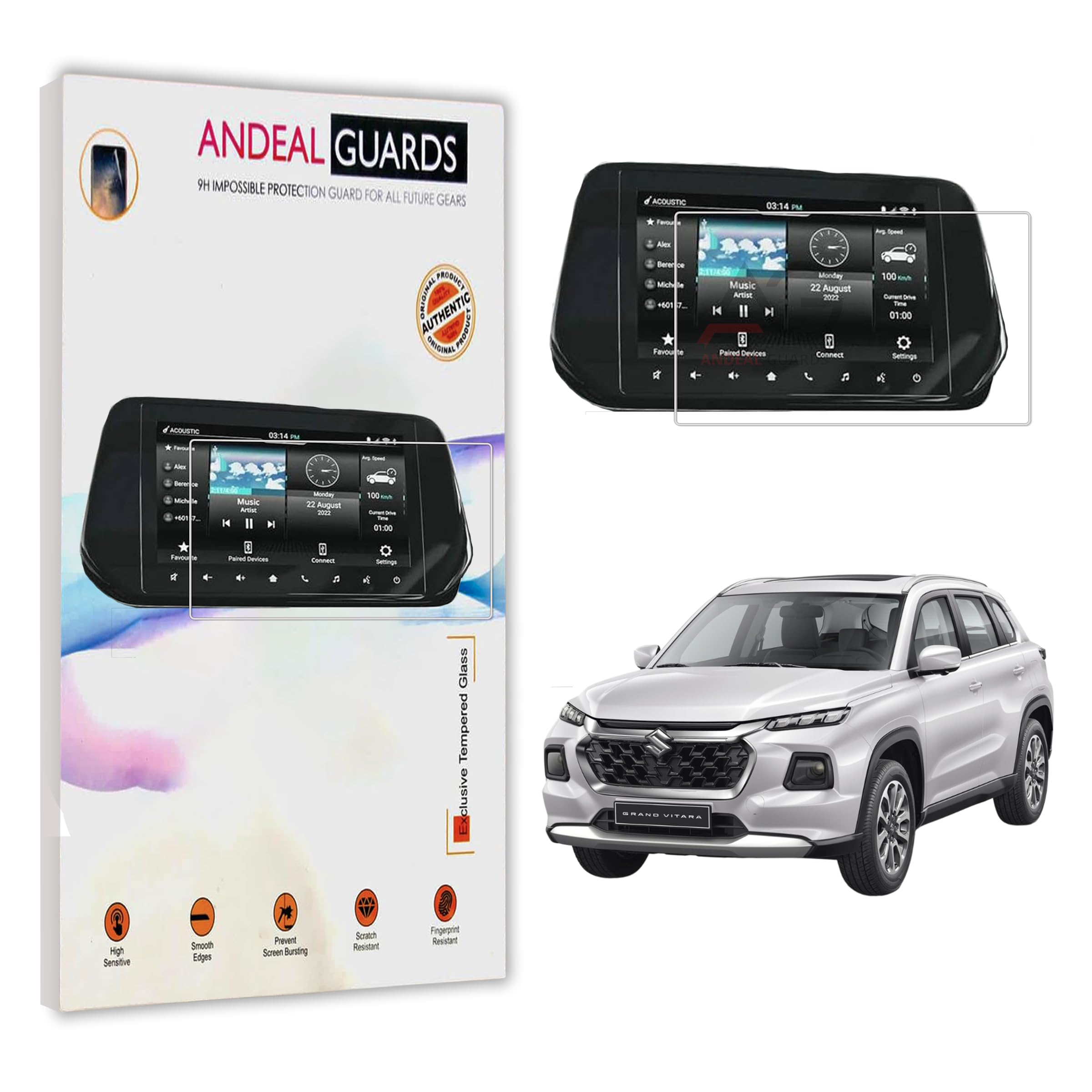 Screen Protector Compatible With Maruti Suzuki Grand Vitara 2022 (9 Inch) GPS Infotainment System Accessories (Glossy Finish) Pack of 1- With Installation Kit-image-47