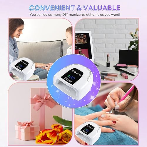 Miniatura 7 de Lámpara de uñas inalámbrica de 200 W, luz UV recargable para uñas de gel, secadora de uñas LED con 3 modos de temporizador, perfecta para uso en