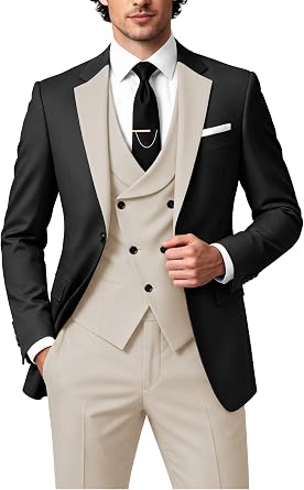 Wangyue Men's Suits Fashion Suits Slim Fit 3-Piece Blazer Vest Pants Wedding Prom Suits Set