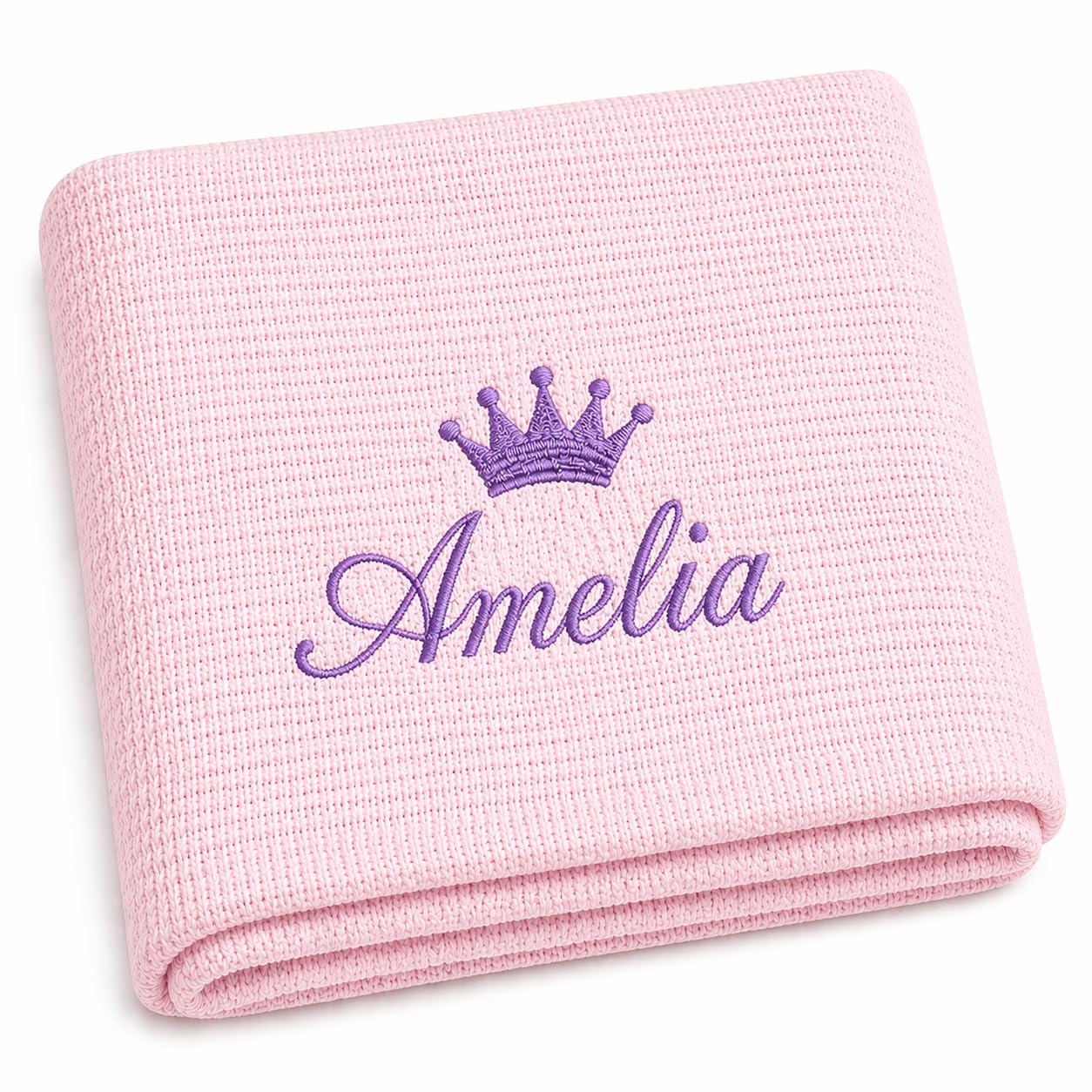 Personalised Baby Cellular Blanket – Custom Embroidered Name Shawl Blanket, Soft Newborn Wrap, Baby Boy Girl Gift, Christening, Baby Shower Blanket UK (Pink)