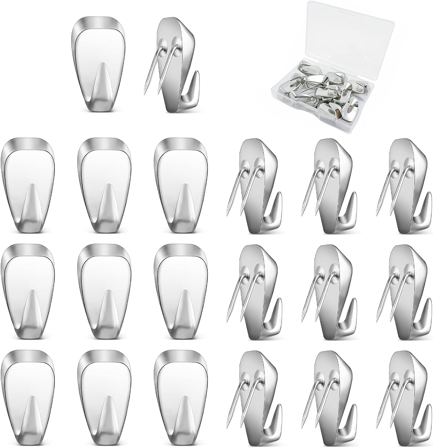 20 Pcs Cubicle Hooks - Fabric Panel Wall Clips for Hanging Coats, Pictures, Supports up to 40 lbs (Silver)