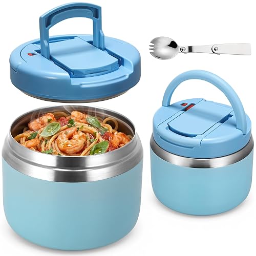 MAXSO 14oz Vacuum Insulated Food Jar with Spoon Buckle Lid,