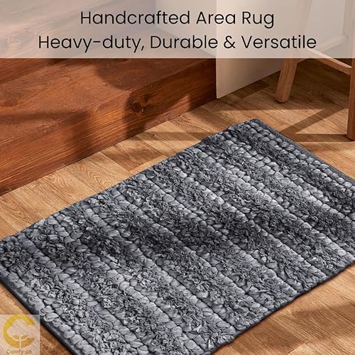 Miniatura 5 de Comfy-co Alfombra de área de granja  Alfombra de trapo hecha a mano  Alfombra antideslizante para dormitorio, sala de estar, cocina, dormitorio,