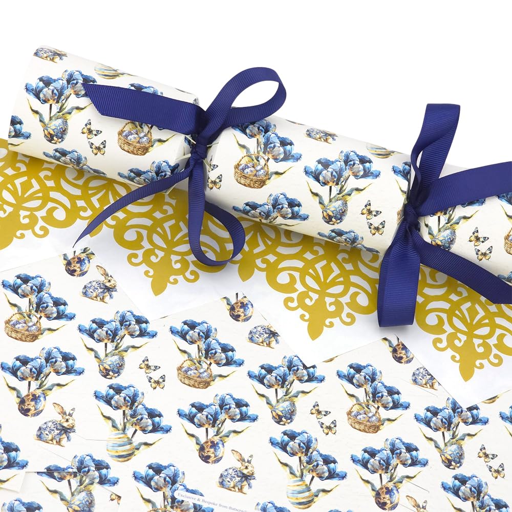That's Crackers Blue Easter In | 12 Standard Crackers & Ribbon | Make & Fill Your Own