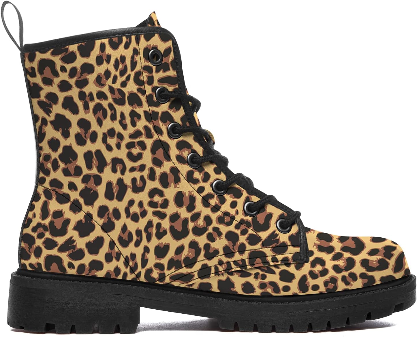 Leopard Print Boots Womens Mens Combat Boots Waterproof Lace Up Ankle Booties Mid Calf Casual Boots Shoes Gifts for Women Men