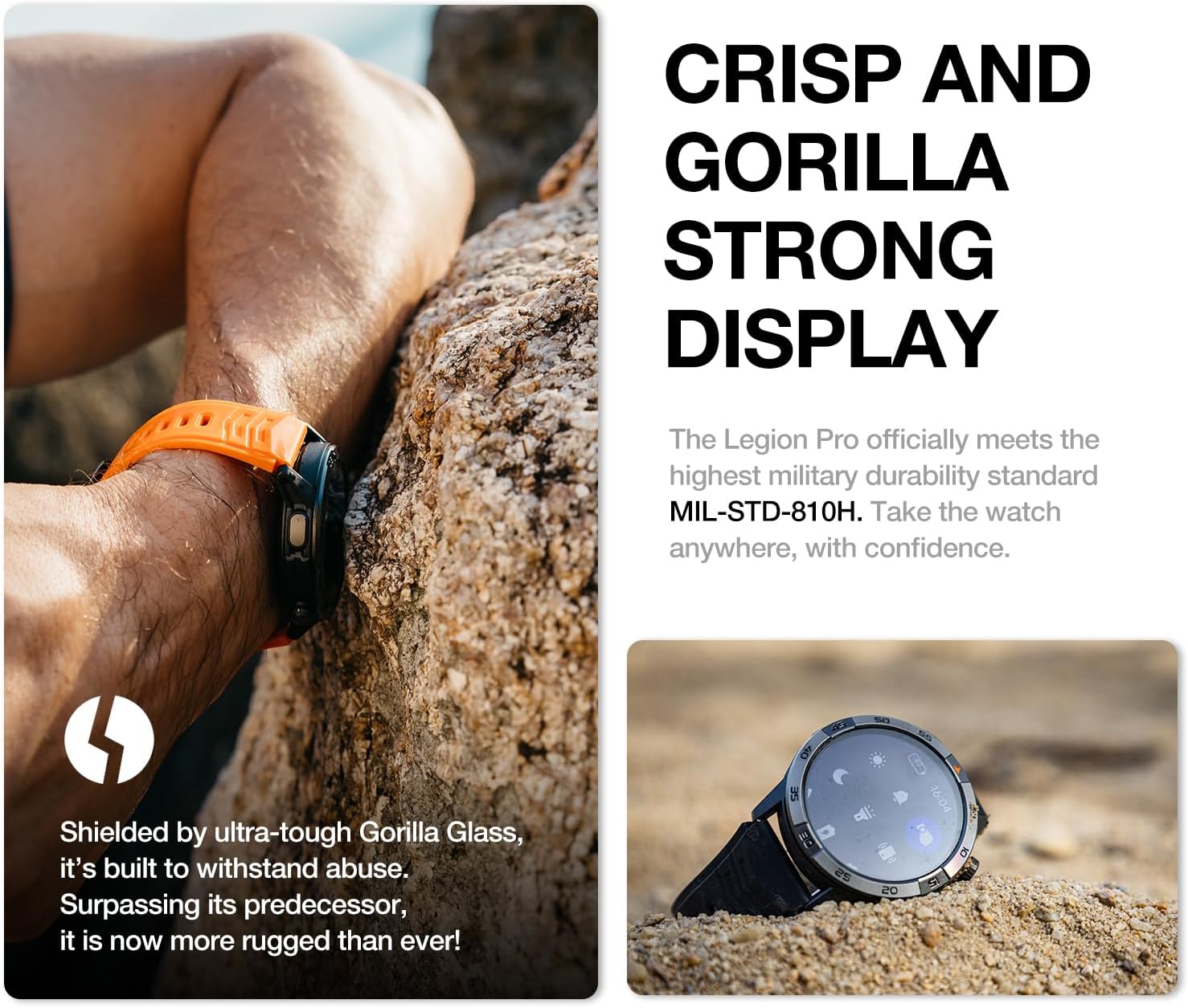AGM Flagship Rugged Smartwatch for Men Women: Offline Maps, 5 ATM Rated, AMOLED Gorilla Glass Display, Bluetooth Calling, Health/Workout Tracking, GPS/Gyroscope, 2 Bands Included